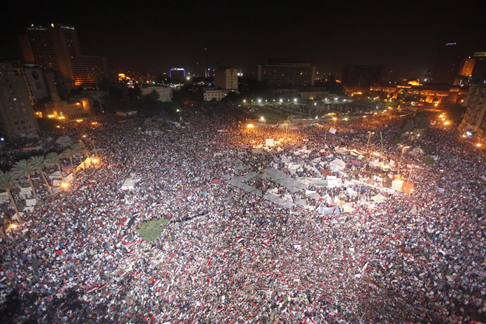 Protesters opposing Egyptian President Mohamed Mursi gather during a demonstration at Tahrir Square in Cairo