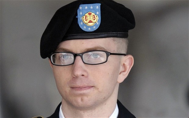 Manning invoked that late Howard Zinn, quoting, "There is not a flag large enough to cover the shame of killing innocent people."