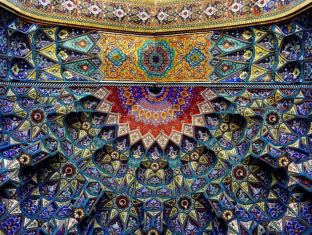 Ceramic Tile Ceiling, Shah Chirag, Tomb of Amir Ahmad Shrine at Shiraz, Fars Province, Iran, 14th c.