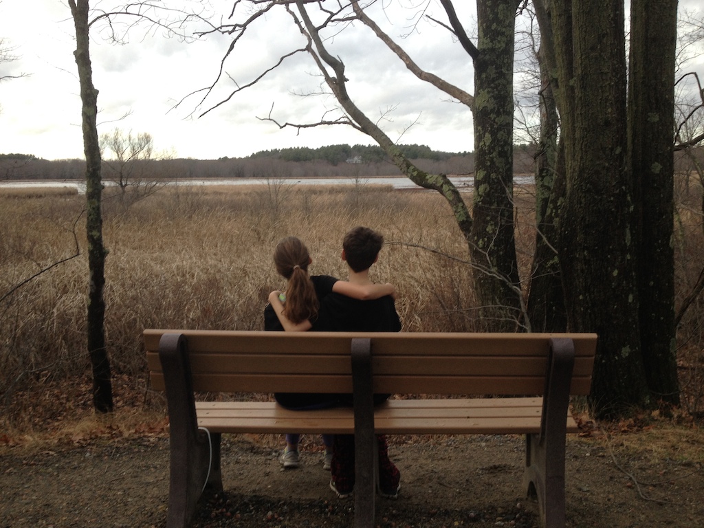 on bench